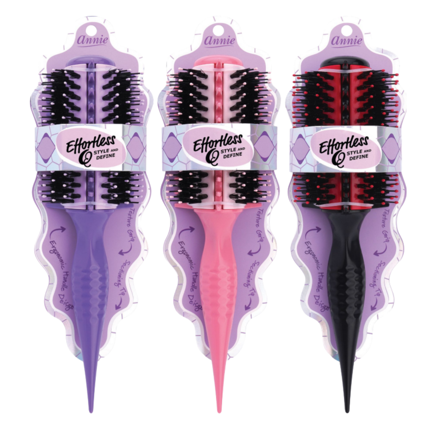 Annie Effortless Q Style & Define Brush Thick Bristles, Asst