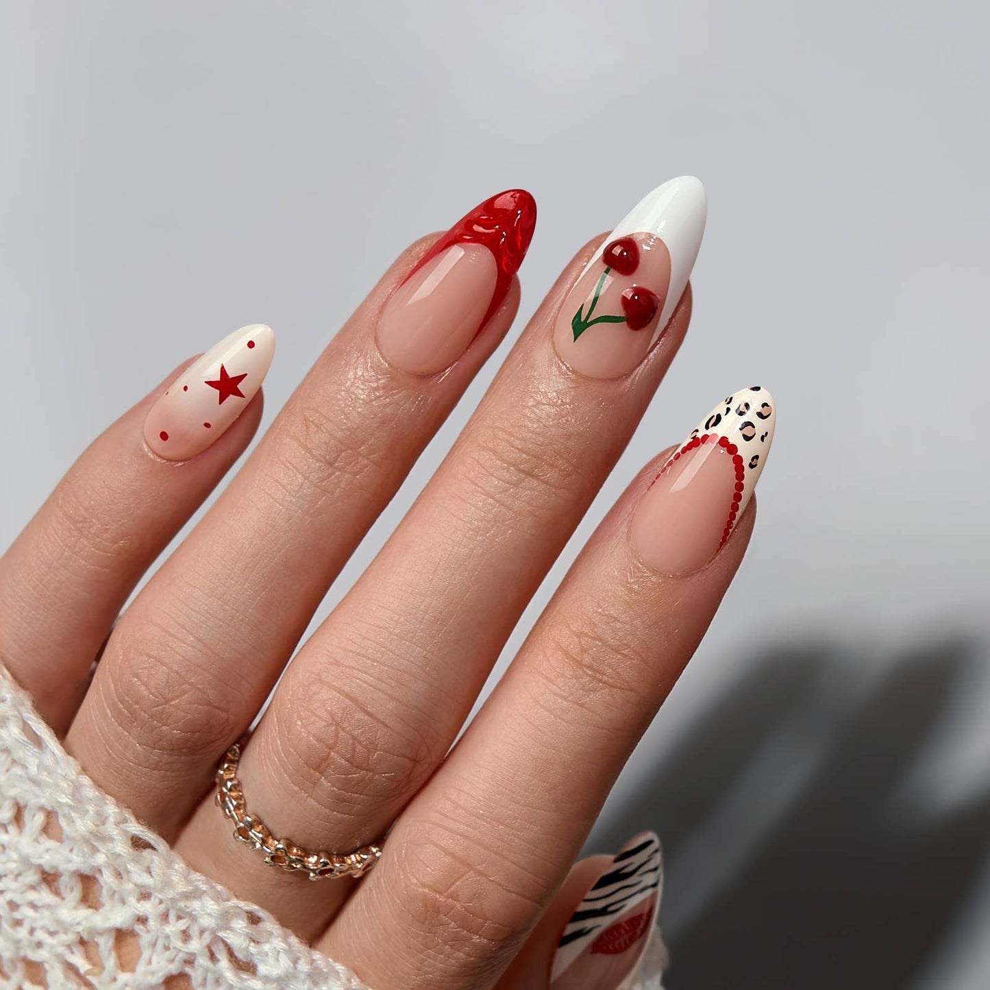Leopard French Press On Nails | Short Almond Square Brown
