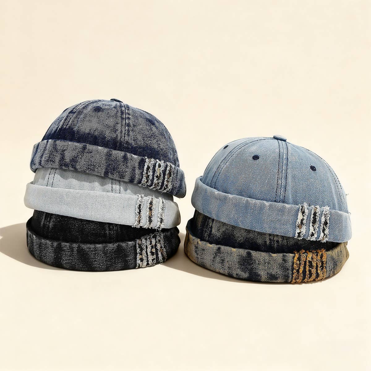 Washed Denim Brimless Sailor Cap Unisex_CWAH04670