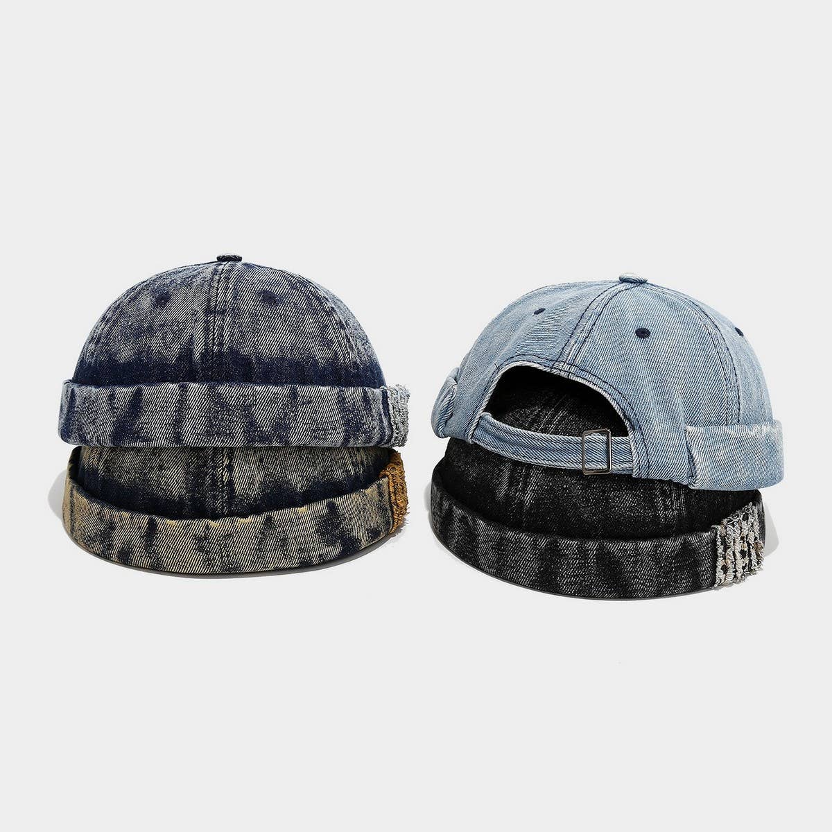 Washed Denim Brimless Sailor Cap Unisex_CWAH04670