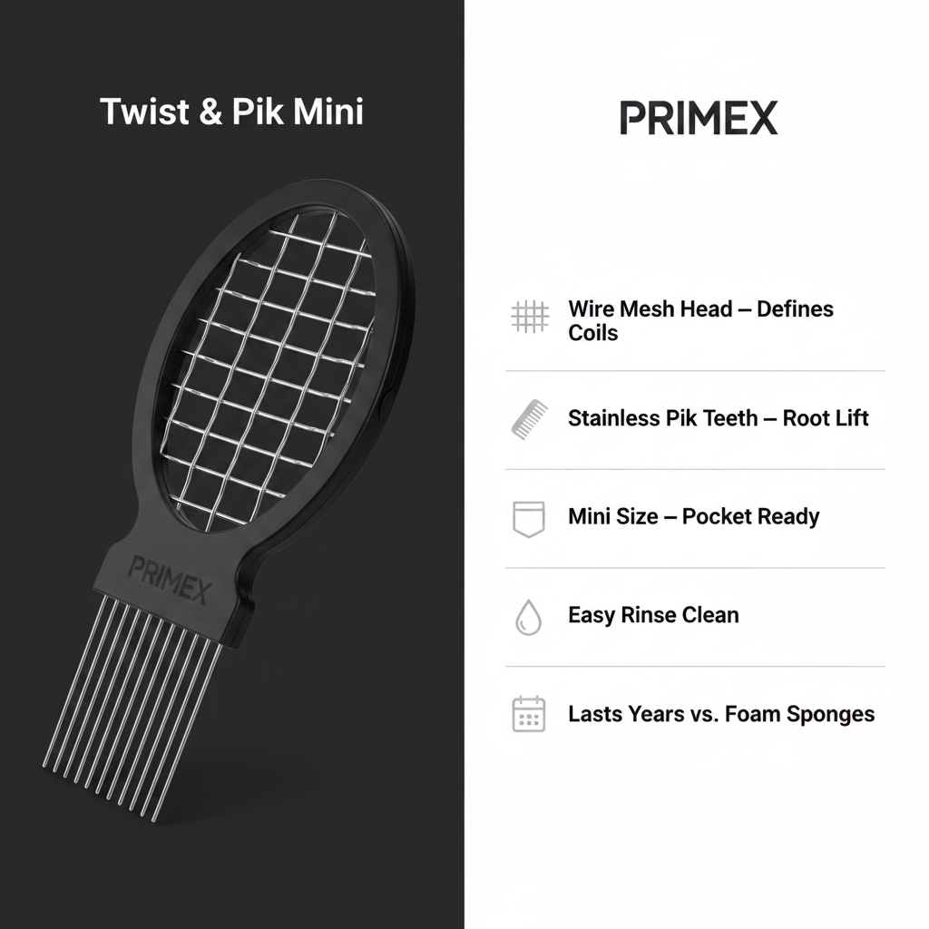 PrimeX Twist & Pik Comb Mini, 1 Count, Black