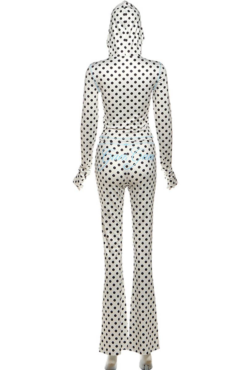 Polka Dot Hooded Jumpsuit-clothes
