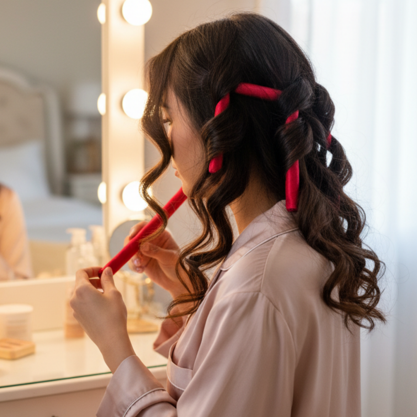 Annie Silky Satin Flexi Rods 1/2 Inch, 5 Count, Red