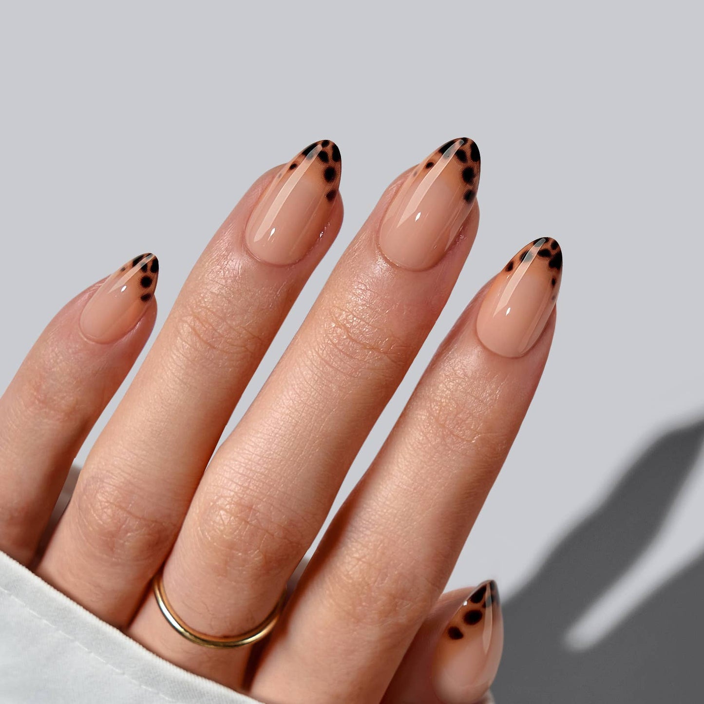 Leopard French Press On Nails | Short Almond Square Brown