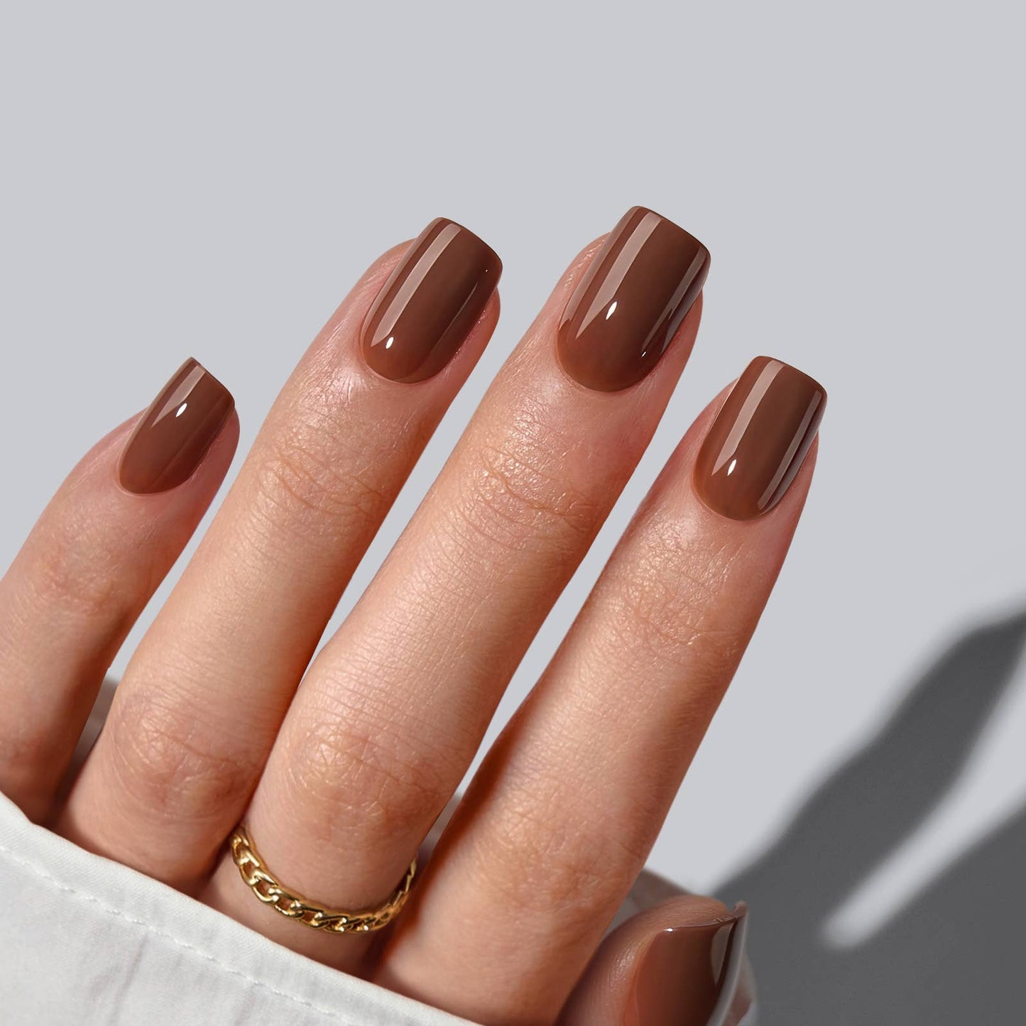 Leopard French Press On Nails | Short Almond Square Brown