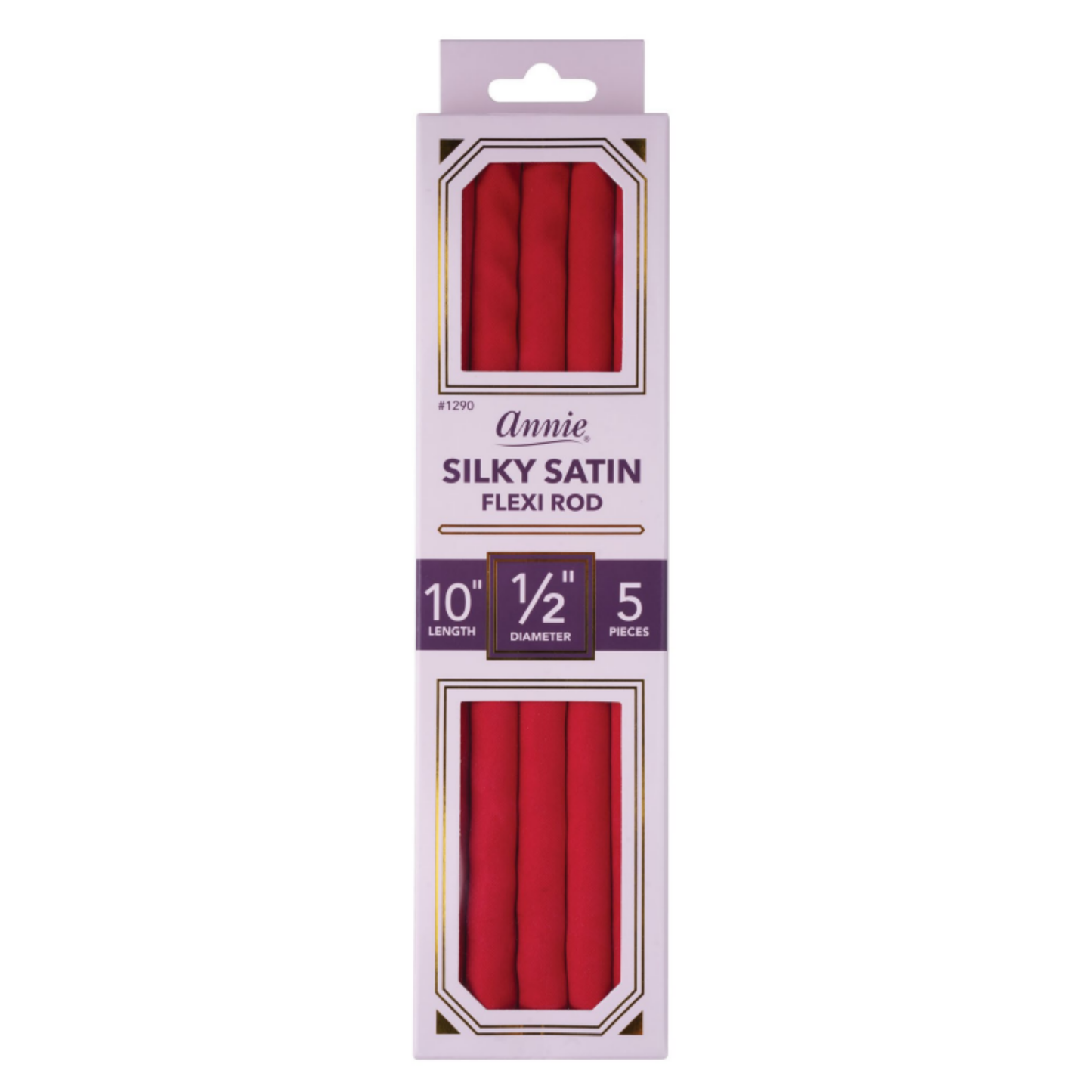 Annie Silky Satin Flexi Rods 1/2 Inch, 5 Count, Red