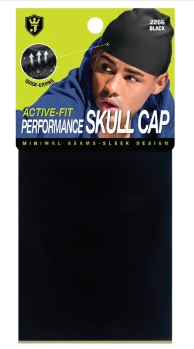 KING J ACTIVE-FIT SKULL CAP - BLACK