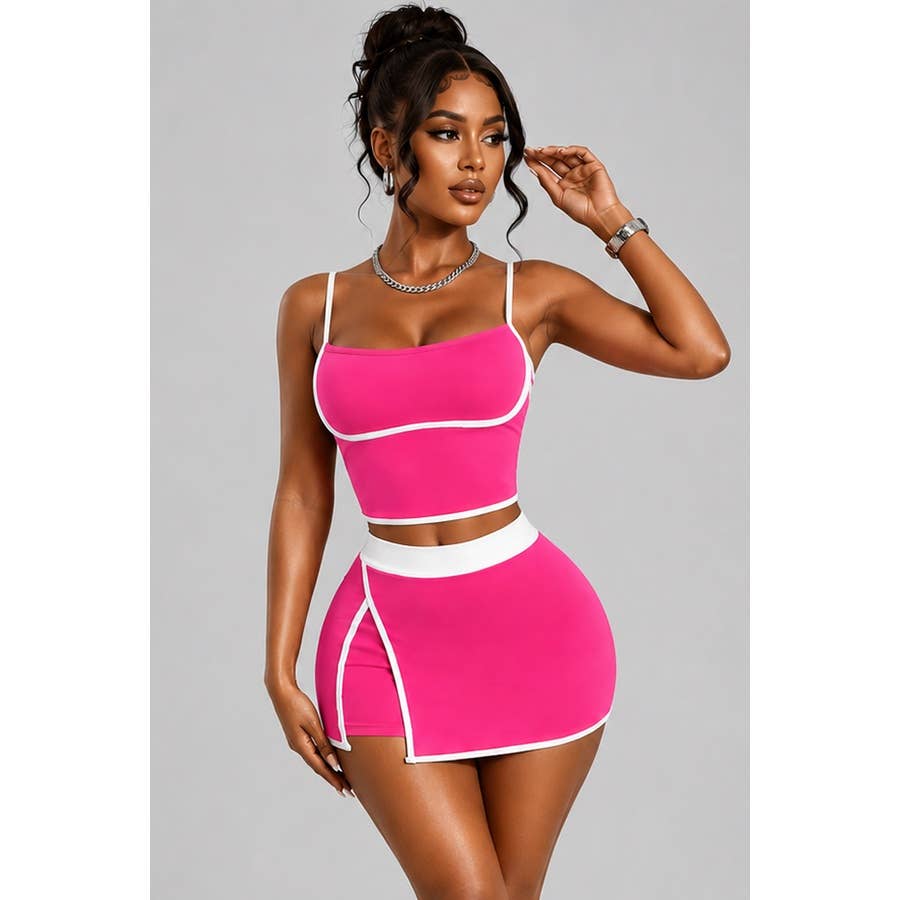 Activewear Crop Top Mini Skirt Set