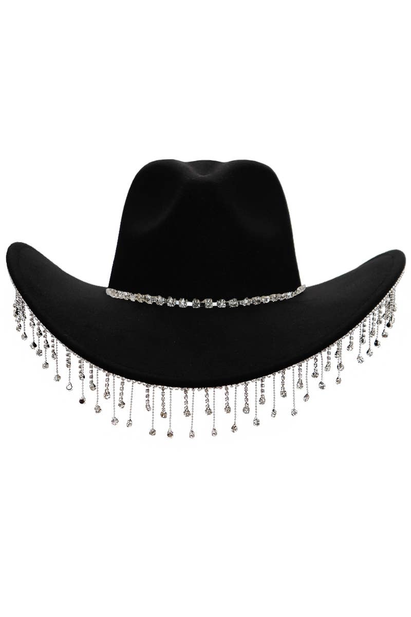 Crystal Bling Rhinestone Chain Fringe Trim Cowboy Hat