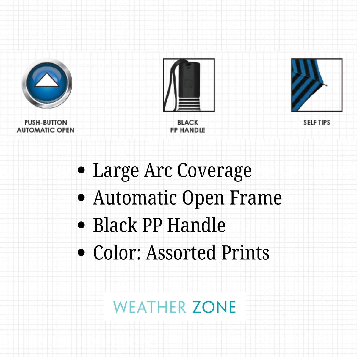 Weather Zone 39" Push-Open Folding Umbrella Assorted Prints