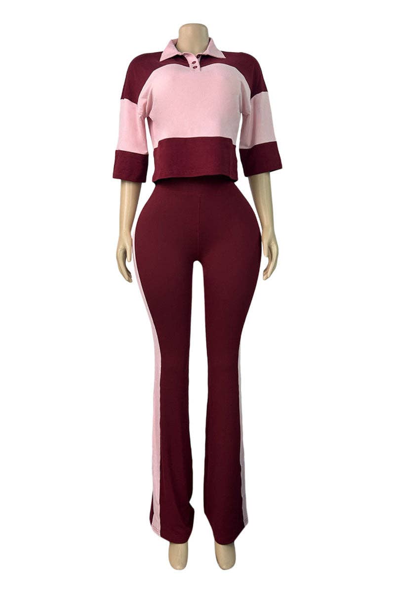 Side Stripe High-Waist Flare Casual Pants-clothes