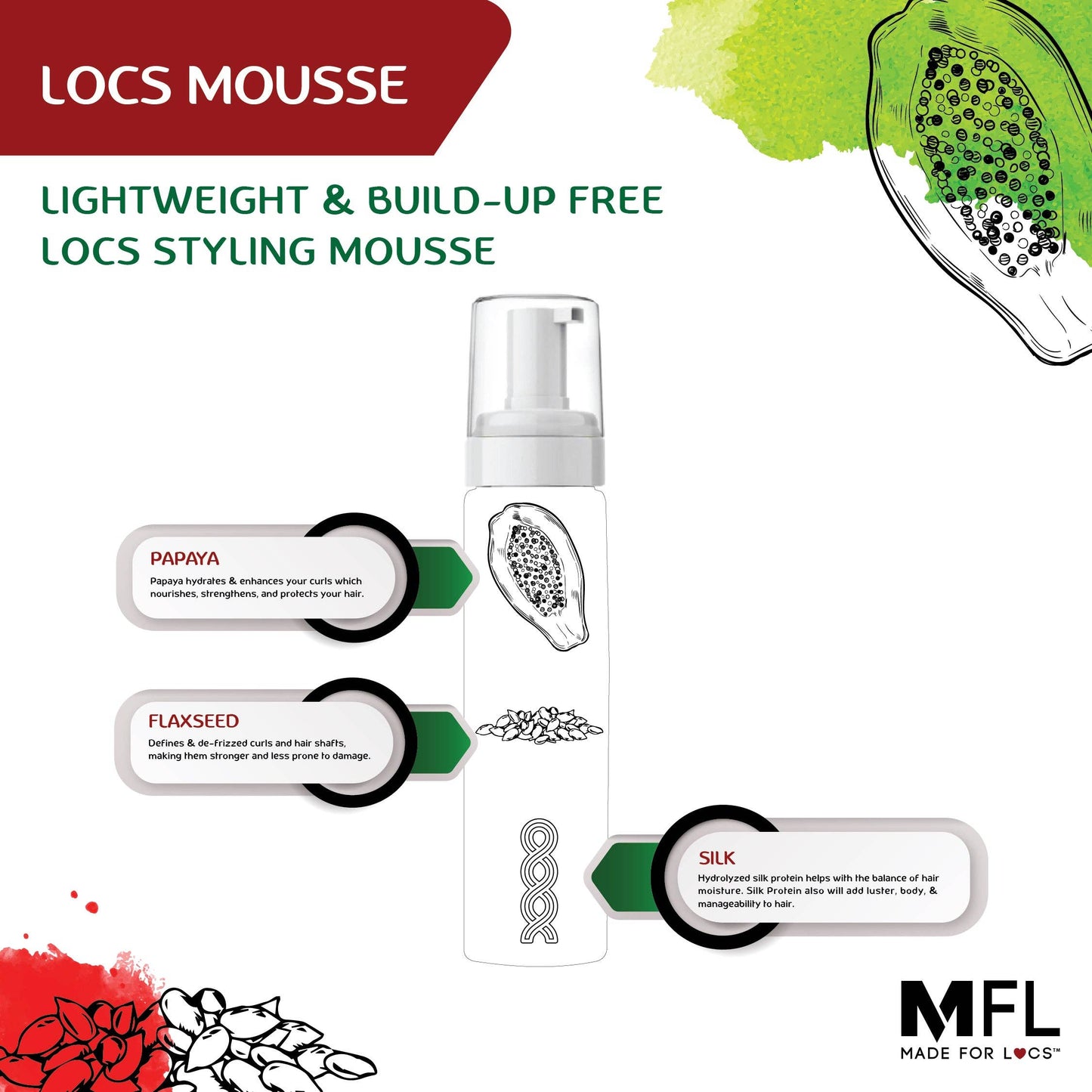 Locs Styling Flaxseed Mousse | 7 oz