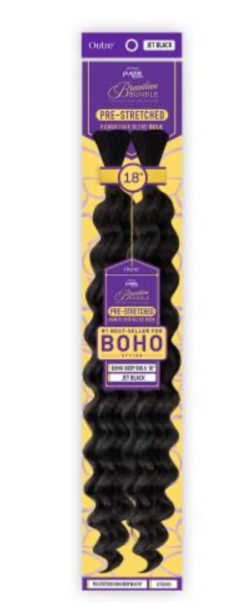 Outre Human Hair Blend Braids Premium Purple Pack Brazilian Bundle Pre-Stretched Boho Deep Bulk 18"