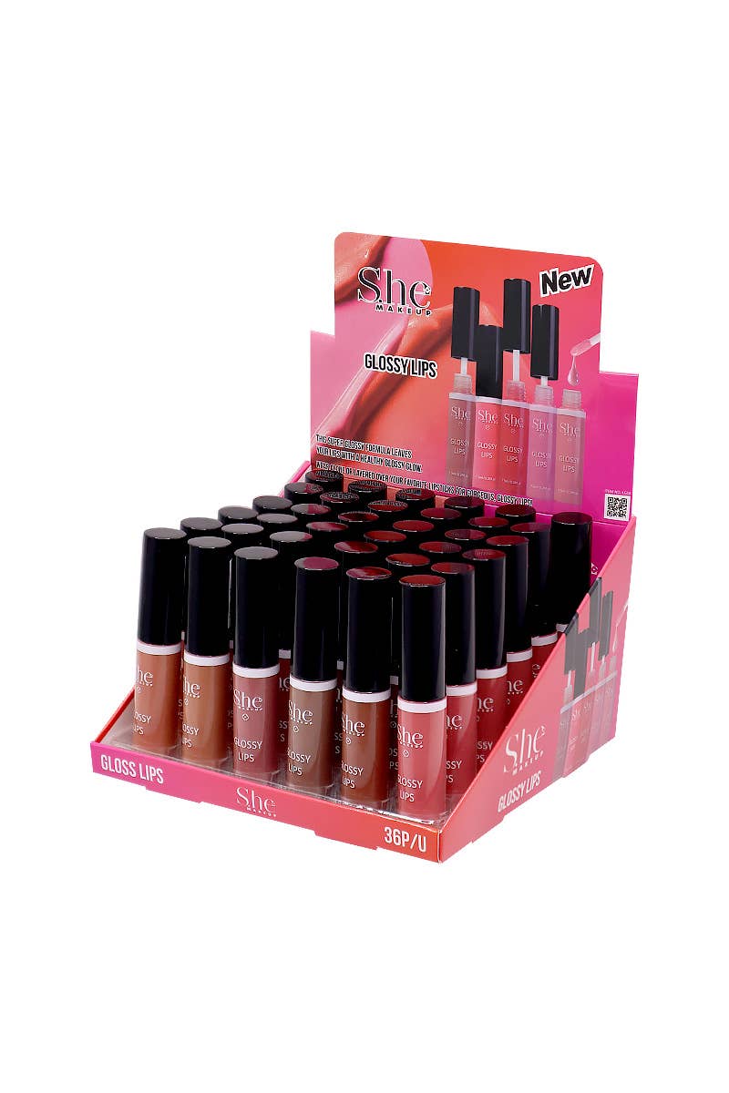 SHE LG06 Nudes Glossy Lips Lip Gloss - 36 pcs