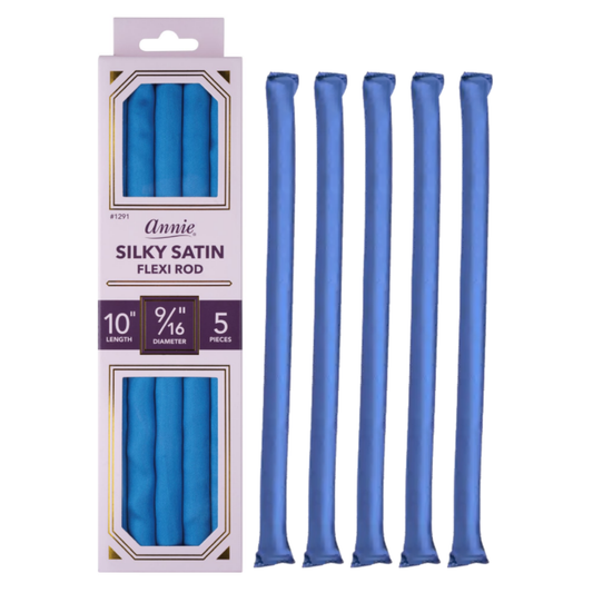 Annie Silky Satin Flexi Rods 9/16 Inch, 5 Count, Blue
