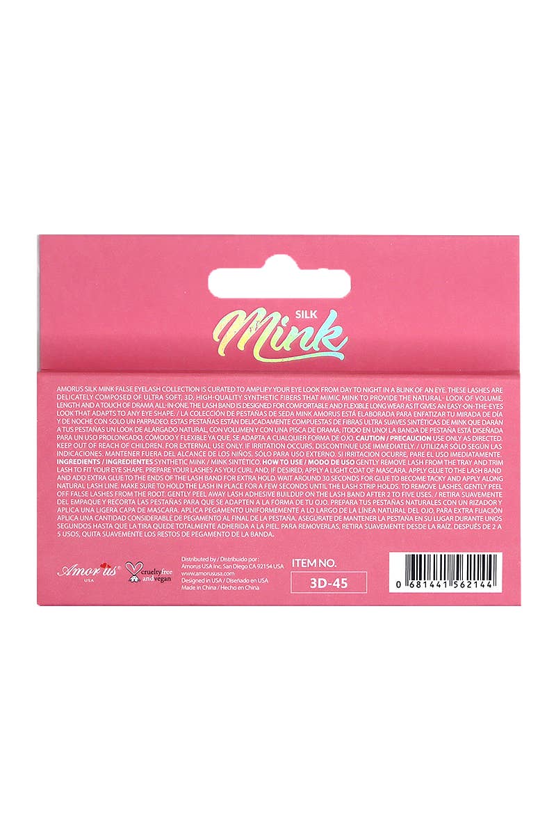 AMORUS 3D-45 Silk Mink Volume Eyelashes - 12pcs