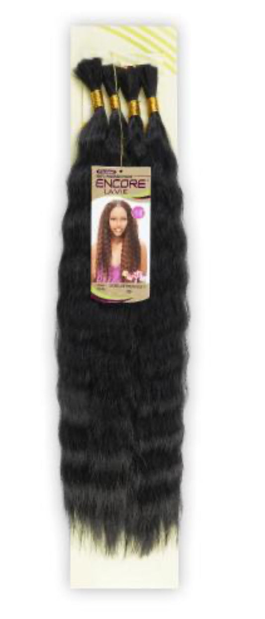 Janet Collection Human Hair Blend Crochet Braids Encore La Vie Wet N Wavy Super French Bulk 4Pcs