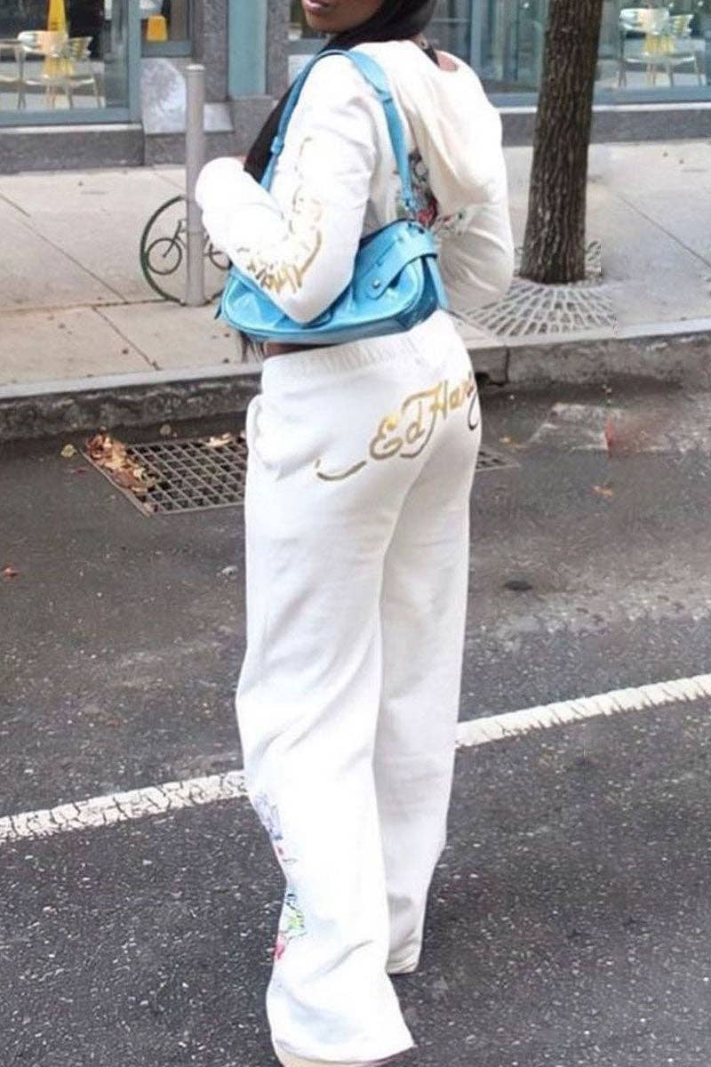 Skull Embroidered Casual Tracksuit Set-clothes