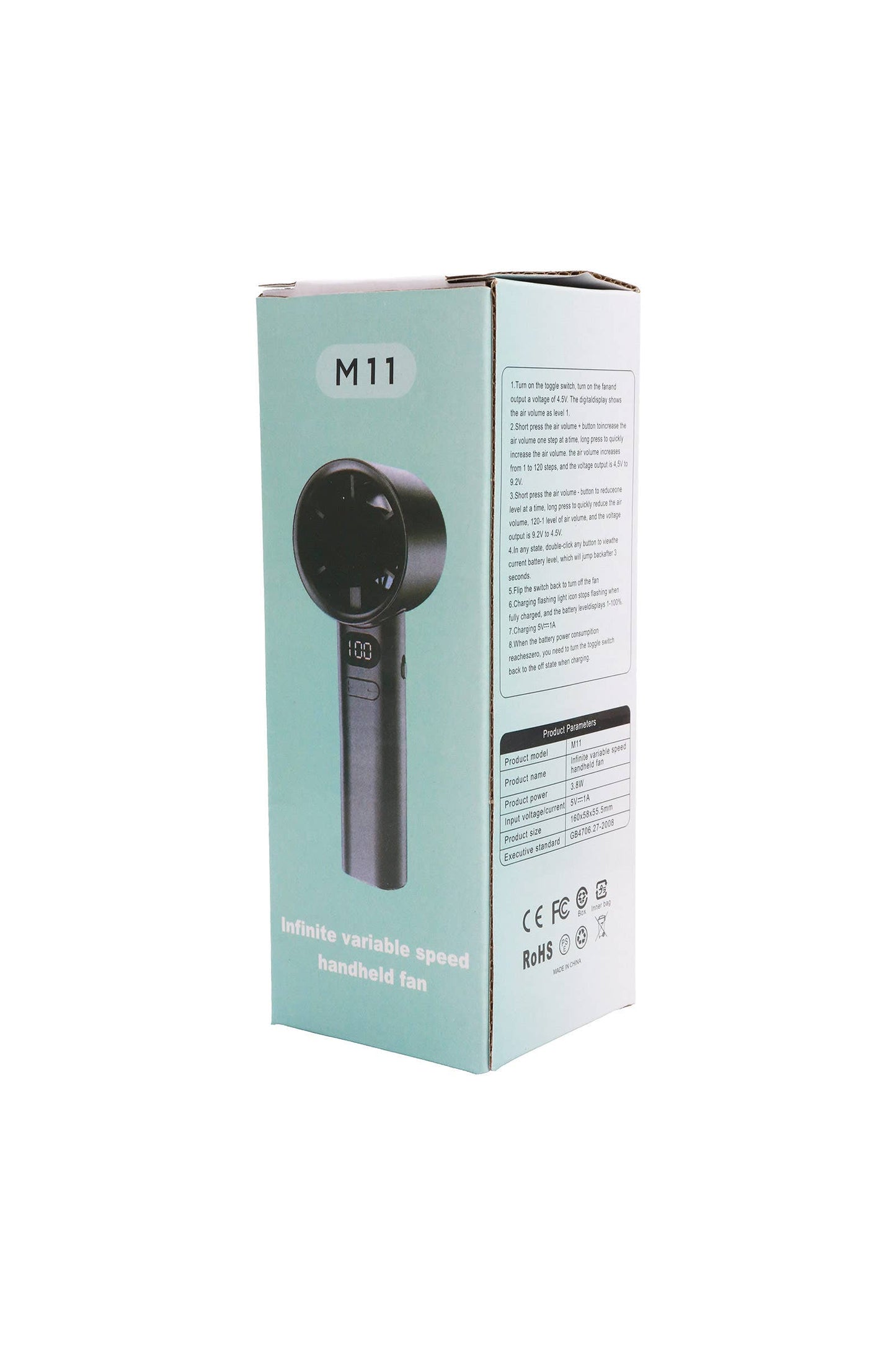 Compact Handheld Tabletop Electric Fan w/ Digital Display