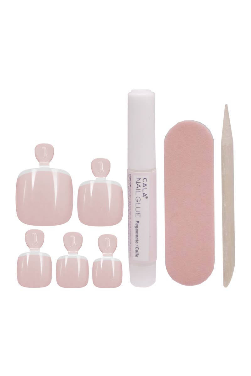 CALA 87702 French Toe Chic 24-Piece Press-On Toe Nail Kit