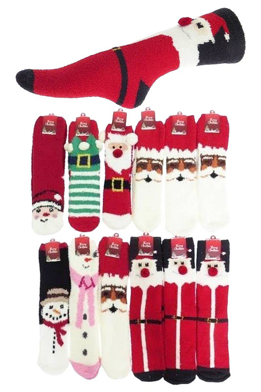 Women's Christmas Festive Fuzzy Crew Socks