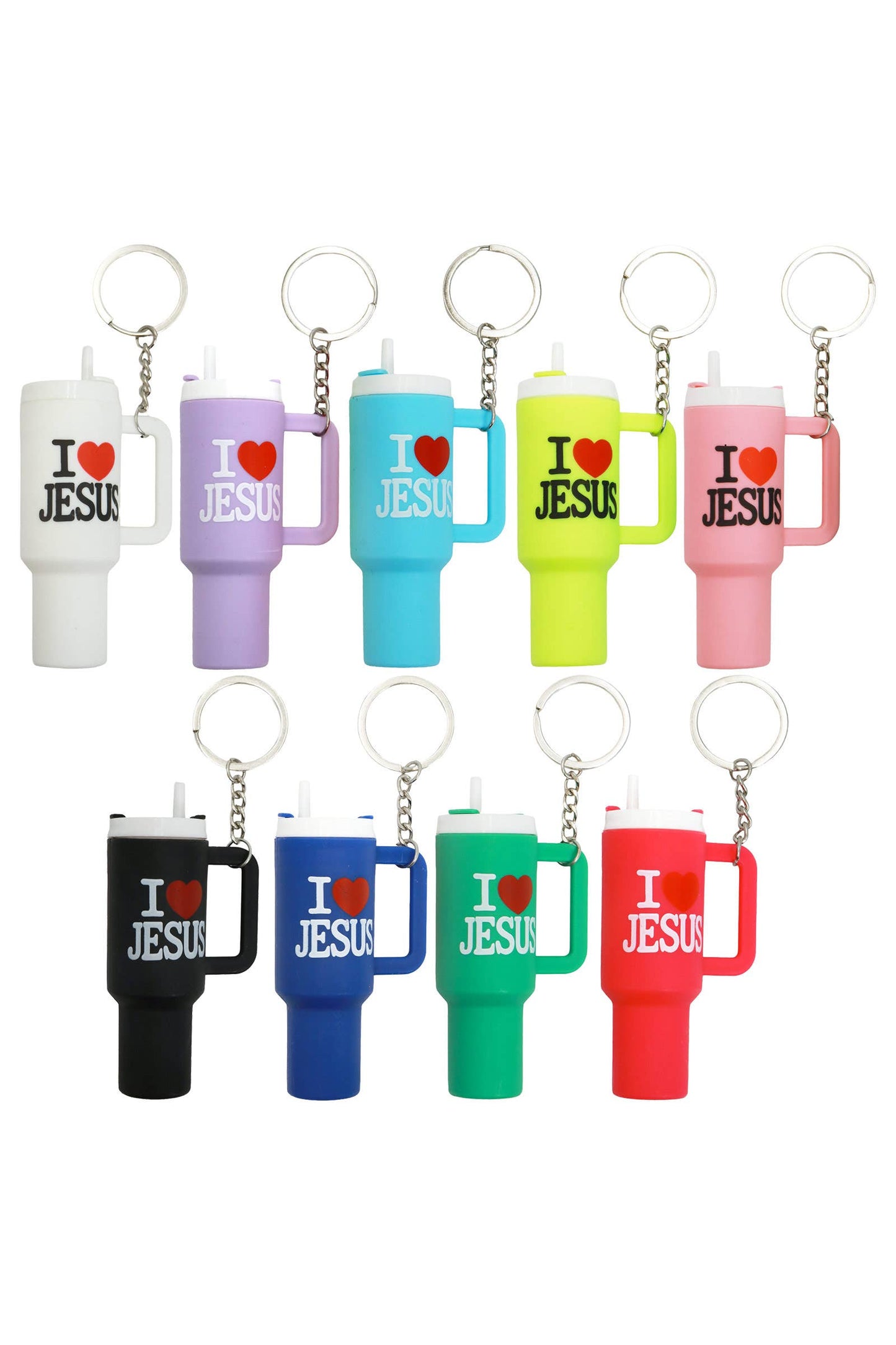 I Love Jesus Colorful Matte Tumbler Cup Key Chain