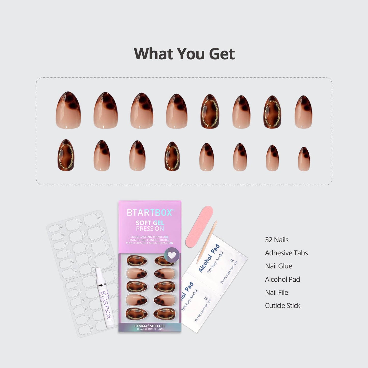 Leopard French Press On Nails | Short Almond Square Brown
