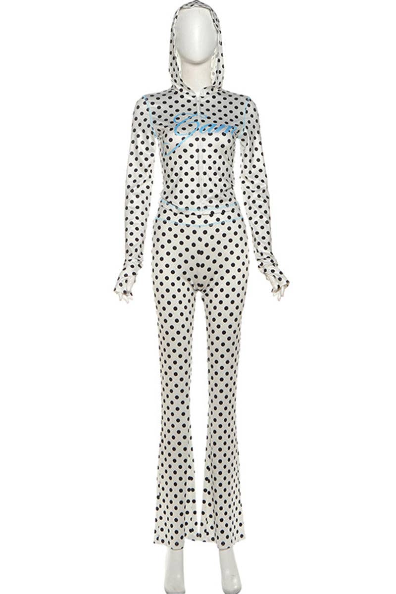 Polka Dot Hooded Jumpsuit-clothes