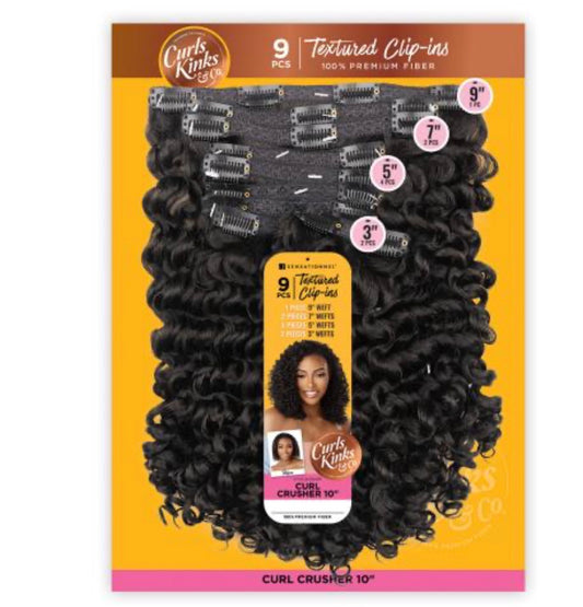 Sensationnel Textured Clip-Ins Weave Curls Kinks N Co Curl Crusher 10" (9Pcs)