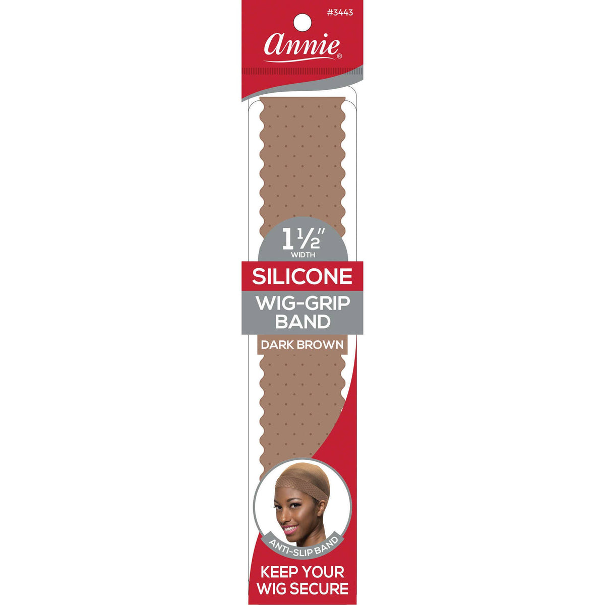 Annie Silicone Wig Grip Head Band Translucent Dark Brown