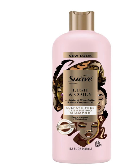 Suave lush & coily sulfate free shampoo 16.5 oz