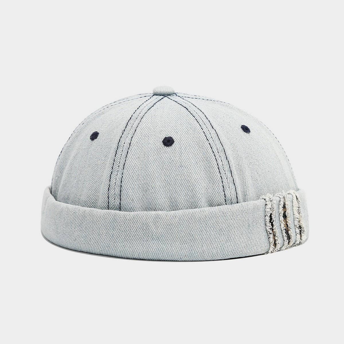 Washed Denim Brimless Sailor Cap Unisex_CWAH04670