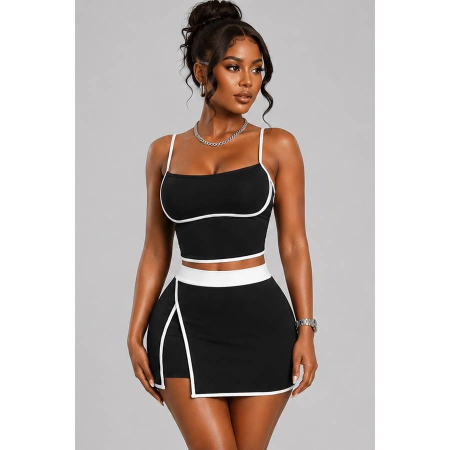 Activewear Crop Top Mini Skirt Set