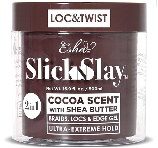 Esha Hair Slick N Slay Braiding Gel, 17 oz - Ultra Extreme Hold, Hydrating & Conditioning, Fast Dry Locking Gel for Locs, Twists, Braids (Cocoa)