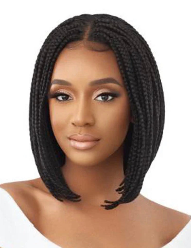 Outre Pre Braided 4X4 HD Lace Front Wig - BOX BRAID BOB 12"