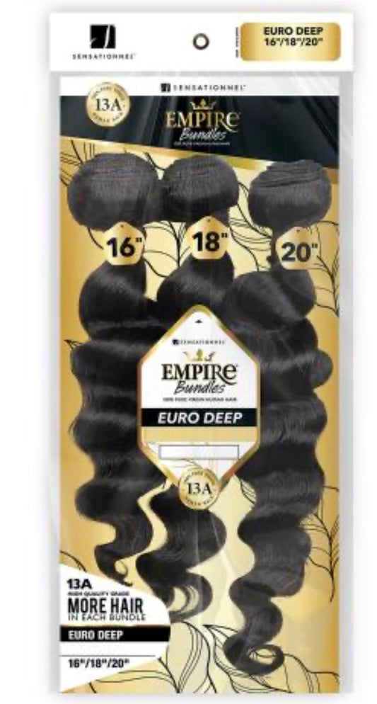 Sensationnel Virgin Human Hair Weave Empire Bundles 3X Multi Pack Euro deep 12,14,16”