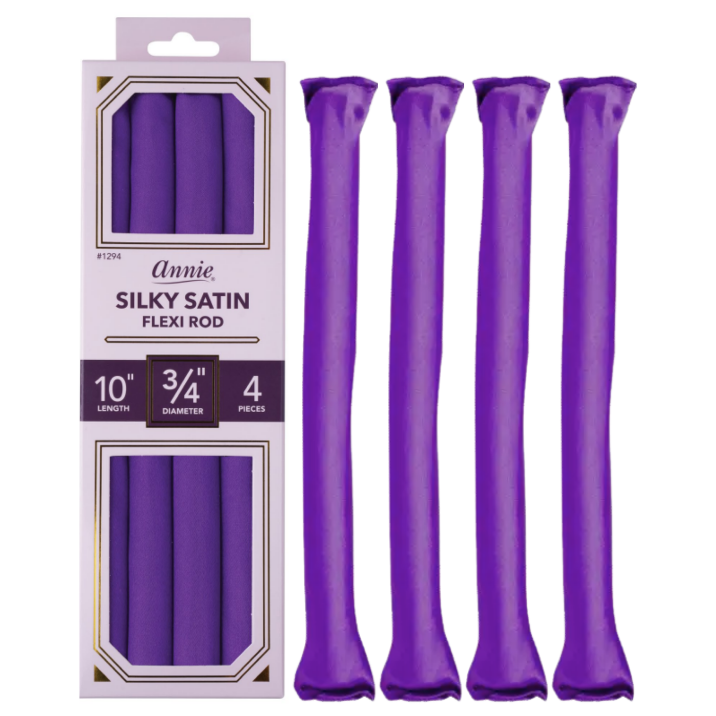 Annie Silky Satin Flexi Rods 3/4 Inch, 4 Count, Purple