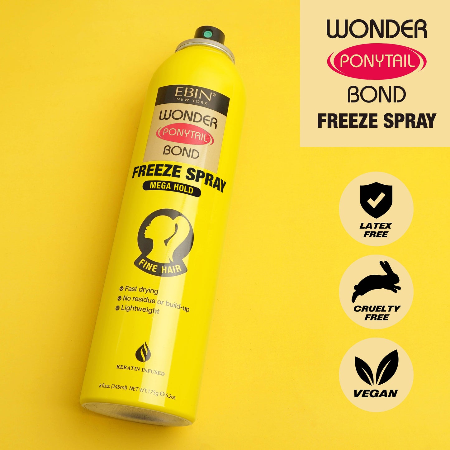 Wonder Ponytail Bond Freeze Spray - Mega Hold 8oz/ 245ml