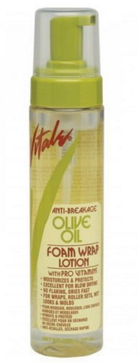 Vitale Olive Oil Foam Wrap Hair Lotion, 8 fl oz - Flake-Free Anti-Breakage Styling - for Men & Women - Safe for Color Treated Scalp - Moisturize for All Hair Types