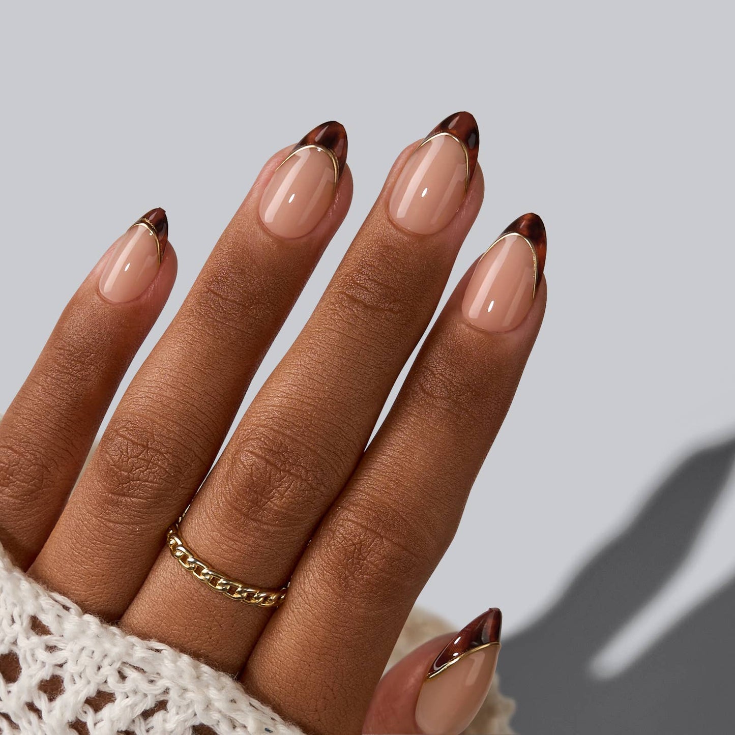 Press On Nails for Dark Skin Tone- Nude Fake Nails for Women
