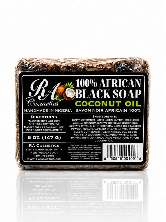 African Black Soap Bar, Coconut Oil - 5 oz