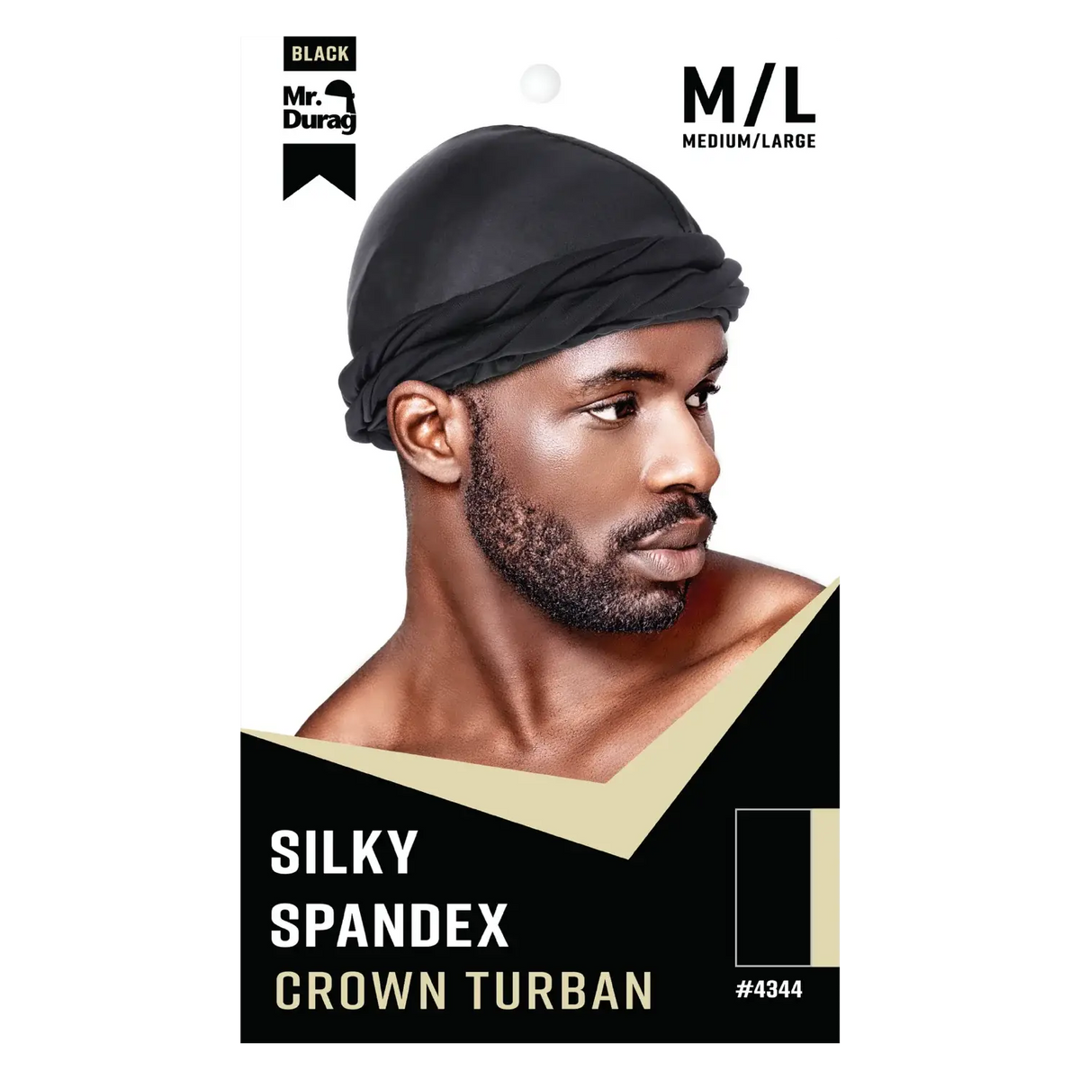 Mr. Durag Silky Spandex Crown Turban Black M/L