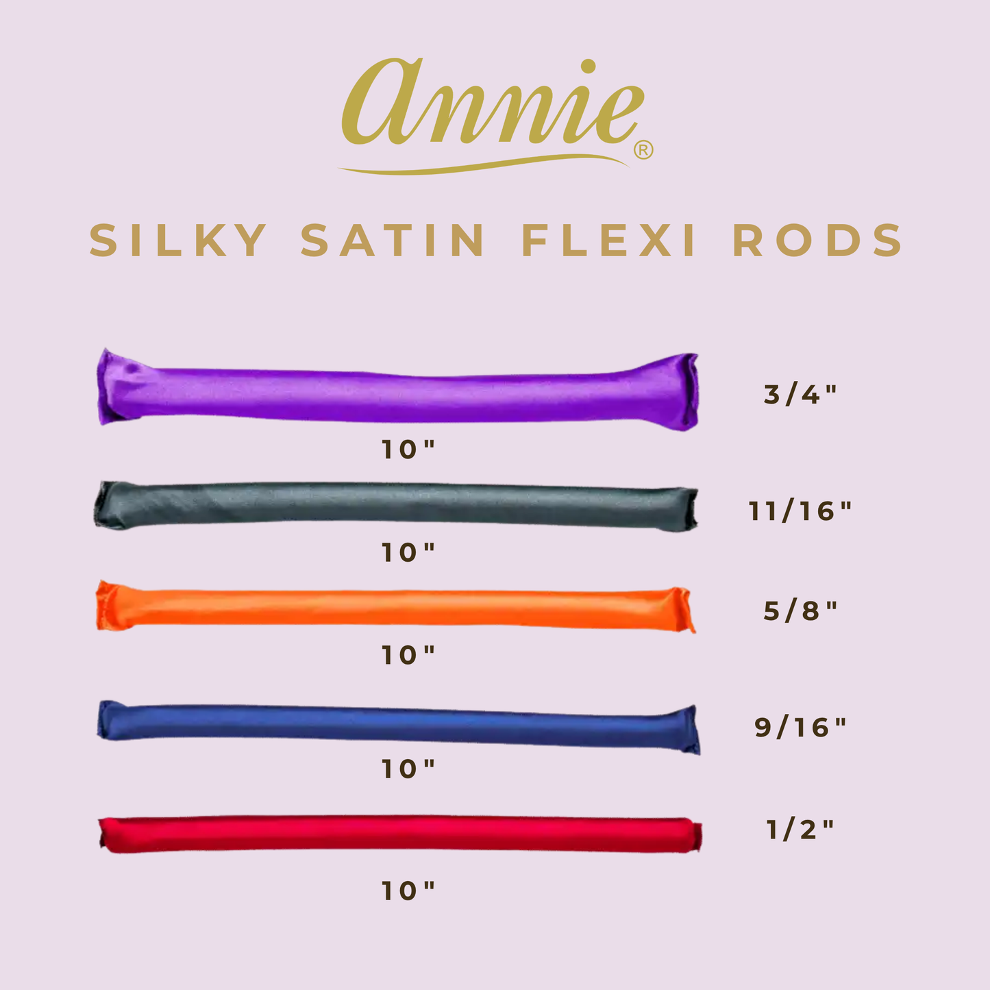 Annie Silky Satin Flexi Rods 3/4 Inch, 4 Count, Purple