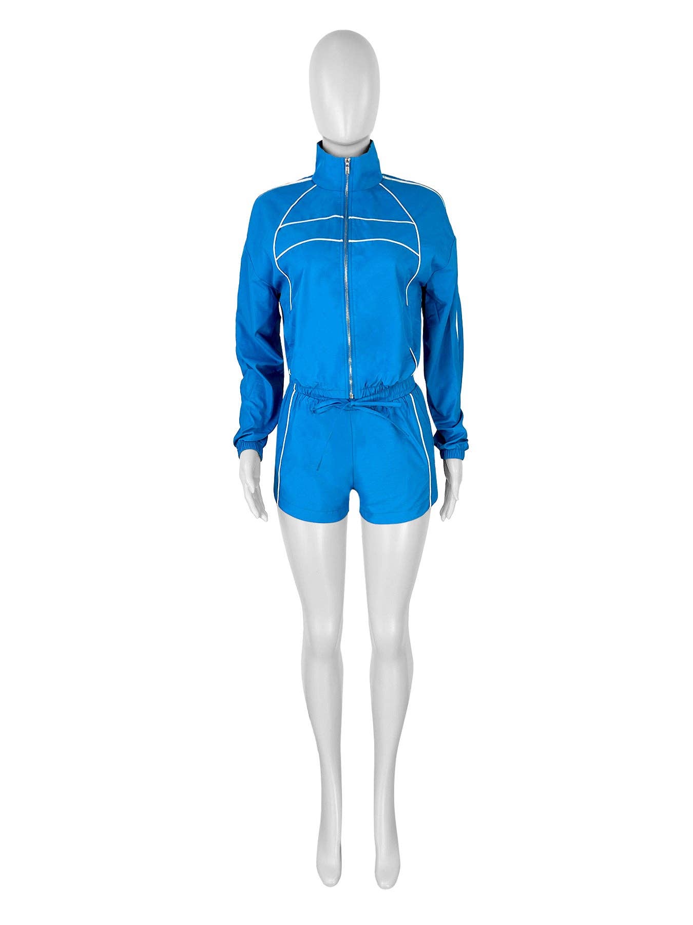 FASHION Two-Piece Track Shorts and Cropped Zip-Up Jacket Set 5020LY-clothes