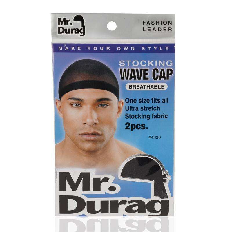 Mr. Durag Stocking Wave Cap w Wide Band 2Pc Black