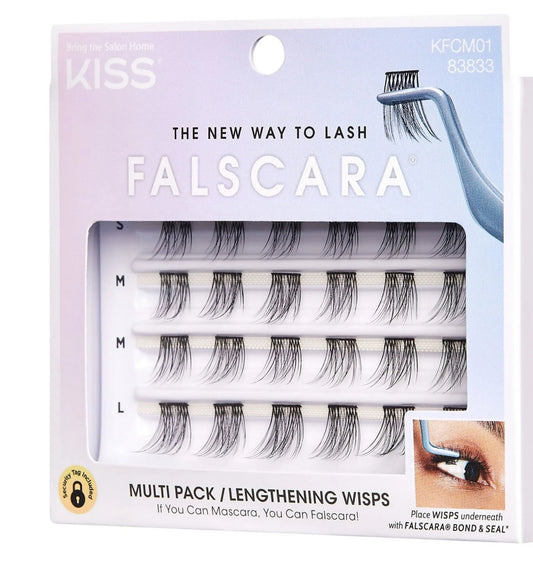 KISS FALSCARA Lash Extension Kit, Lengthening, Black, 24 Lash Clusters