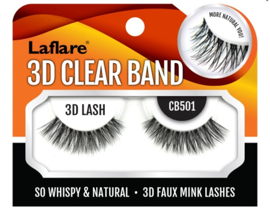 Laflare 100% Premium Silk Faux Mink 3D Clear Band Eyelashes