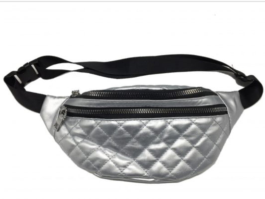 SILVER LEATHER FANNY PACK