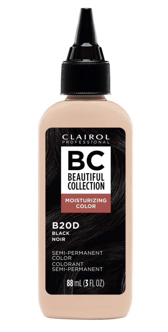 Clairol Professional Beautiful Collection Moisturizing Color Semi-Permanent Hair Color Crème 20D Black, 3.0 oz
