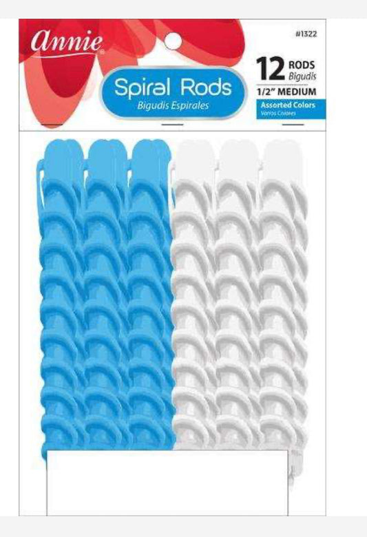 Annie Spiral Rods Size M 12Ct White and Blue